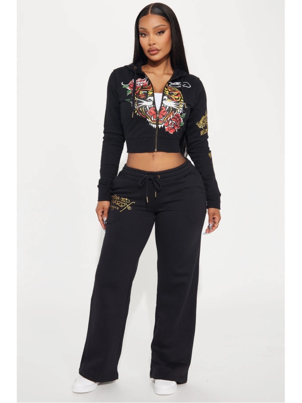Ed Hardy Retro Tiger Zip Pant - Black